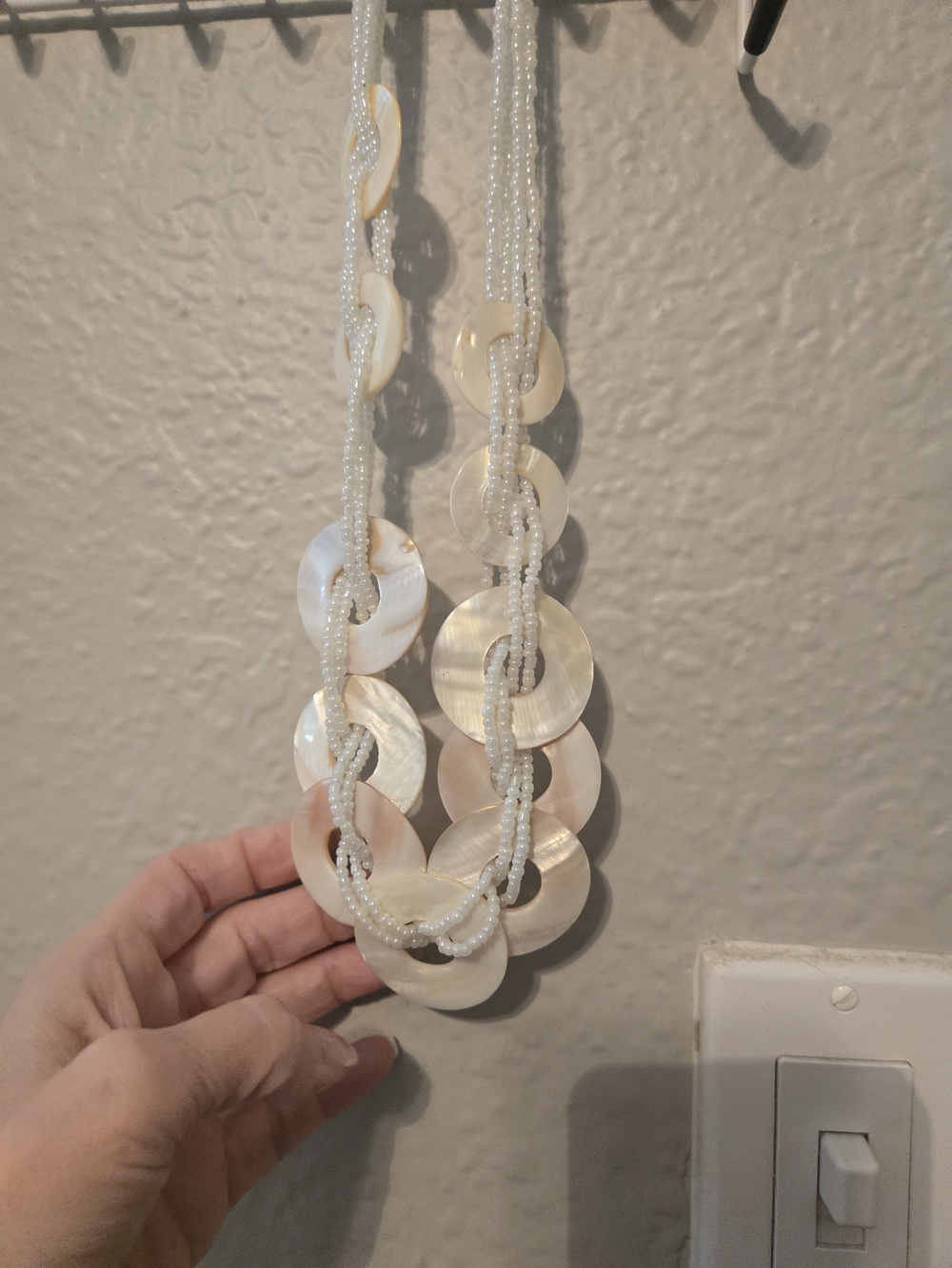 Mother of Pearl Disc Necklace with Seed Beads